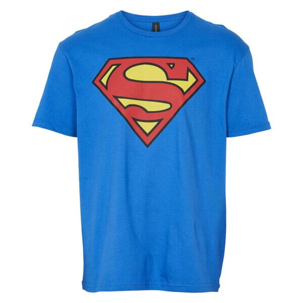 Blå Superman T-shirt til mænd med det klassiske logo på brystet