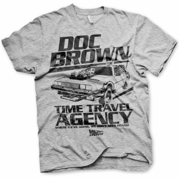 Grå Doc Brown Time Travel Agency T-shirt