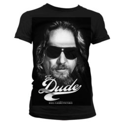 Sort T-shirt til damer med The Dude fra The Big Lebowski tryk