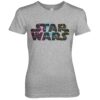 Grå T-shirt til damer med farverigt Star Wars Logo på brystet